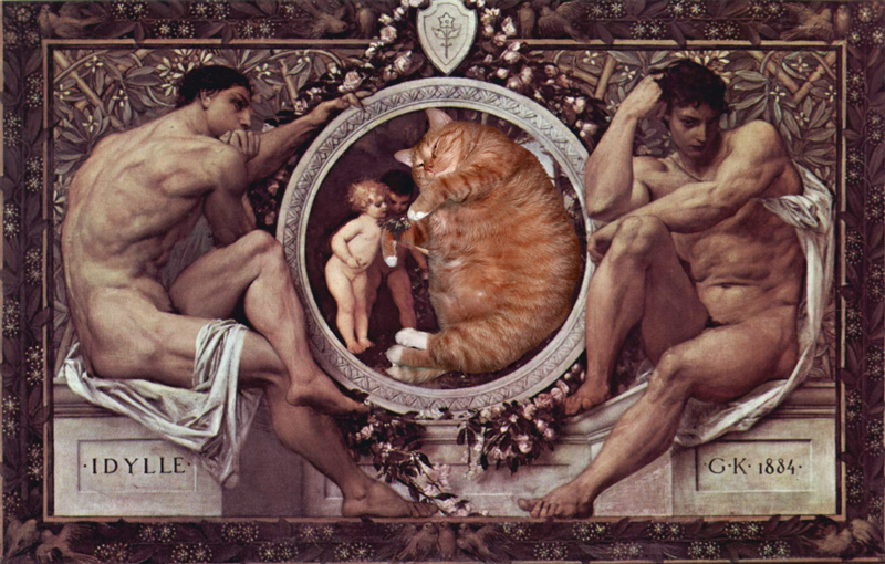 ***котэ*** Gustav-klimt-idylle-cat