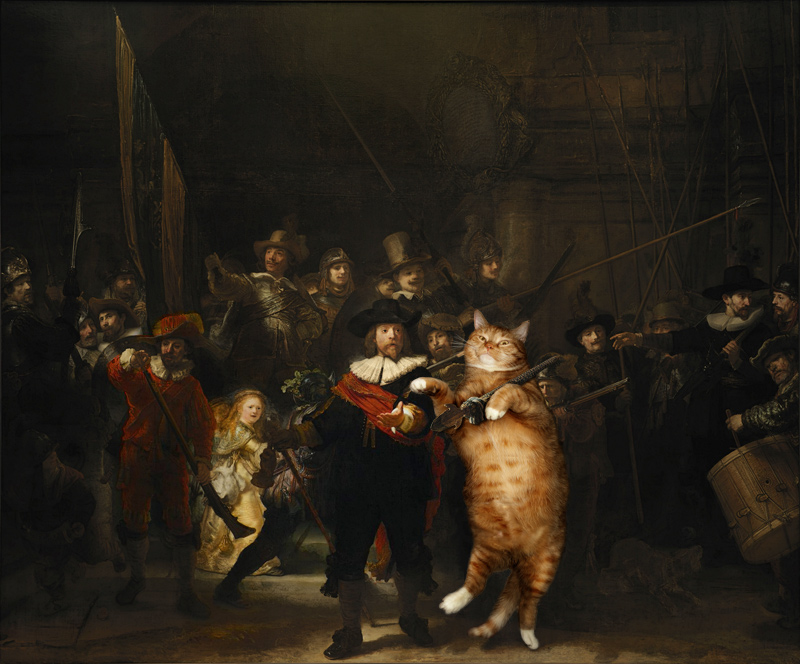 ***котэ*** - Страница 3 Rembrandt_Nightwatch-cat-w