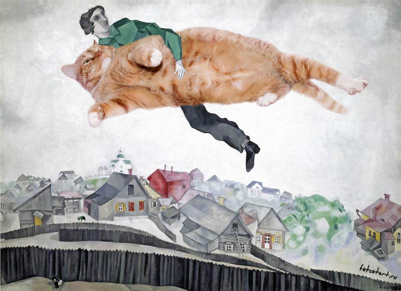 ***котэ*** - Страница 3 Chagall_-Over-the-town-cat-w