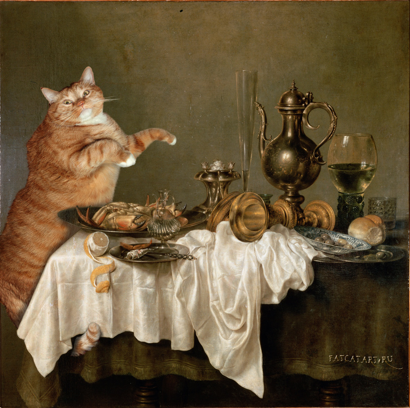 ***котэ*** - Страница 9 Heda-Willem-Claesz-Lobster-cat-w